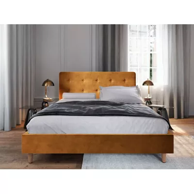 Čalouněná manželská postel NOOR - 160x200, hořčicová