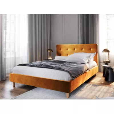 Manželská postel s úložným prostorem NOOR - 160x200, hořčicová