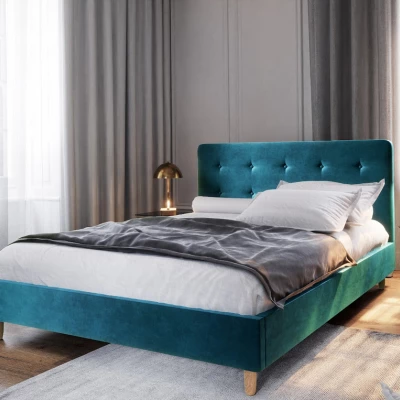 Manželská postel s úložným prostorem NOOR 2 - 140x200, petrolejová