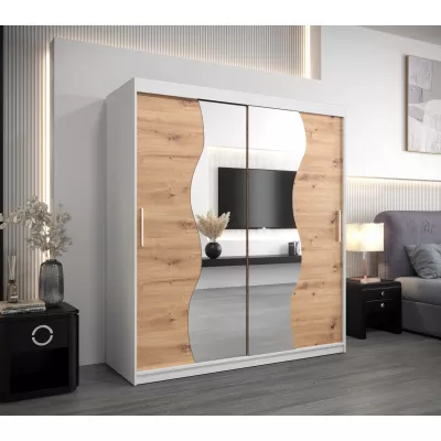 Skříň s posuvnými dveřmi REGINA - šířka 180 cm, bílá / dub artisan