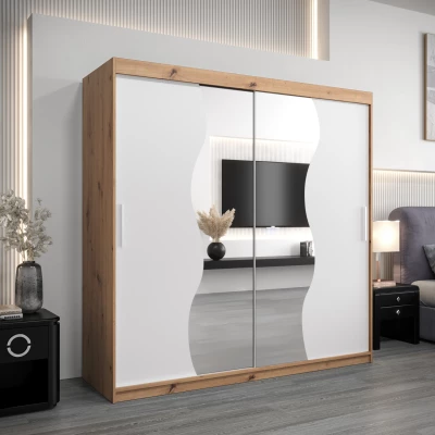 Šatní skříň ROZALIE - šířka 200 cm, dub artisan / bílá