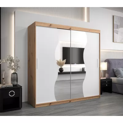 Šatní skříň ROZALIE - šířka 200 cm, dub artisan / bílá