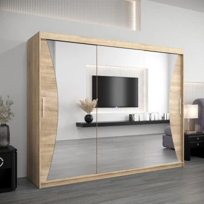 Skříň s posuvnými dveřmi AJA - šířka 250 cm, dub sonoma