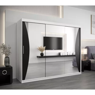 Skříň s posuvnými dveřmi AJA - šířka 250 cm, bílá / černá