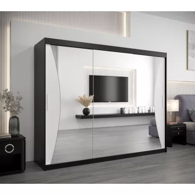 Skříň s posuvnými dveřmi AJA - šířka 250 cm, černá / bílá