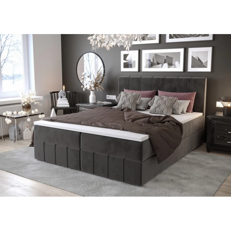 Boxspringová postel s úložným prostorem MADLEN COMFORT - 180x200, popelavá