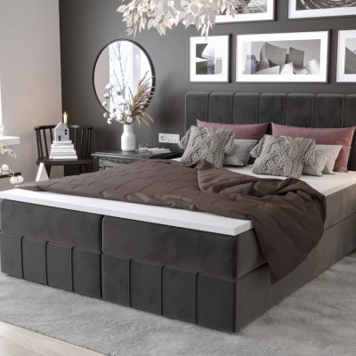 Boxspringová postel s úložným prostorem MADLEN COMFORT - 140x200, popelavá