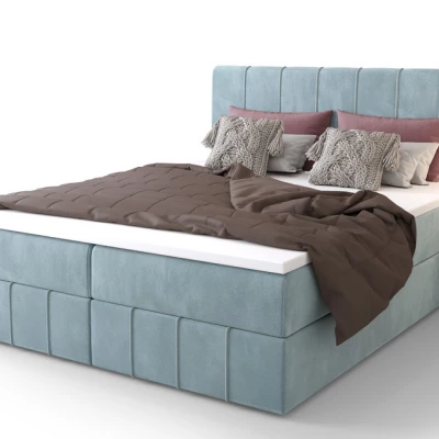 Boxspringová postel s úložným prostorem MADLEN COMFORT - 160x200, světle modrá