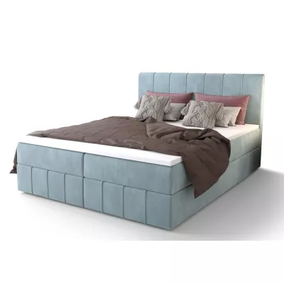 Boxspringová postel s úložným prostorem MADLEN COMFORT - 140x200, světle modrá
