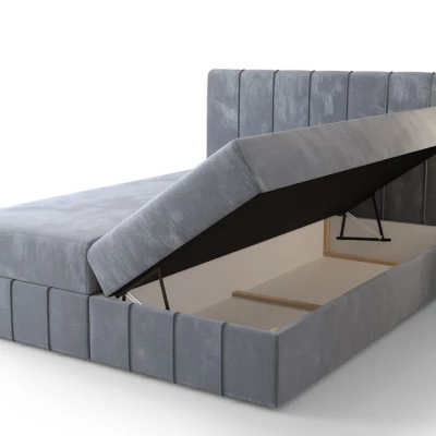 Boxspringová postel s úložným prostorem MADLEN COMFORT - 140x200, světle modrá