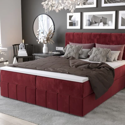 Boxspringová postel s úložným prostorem MADLEN COMFORT - 200x200, červená
