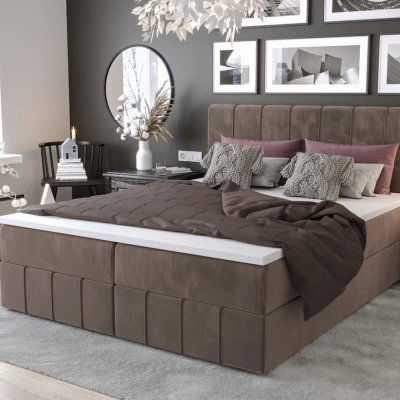 Boxspringová postel s úložným prostorem MADLEN COMFORT - 200x200, mléčná čokoláda