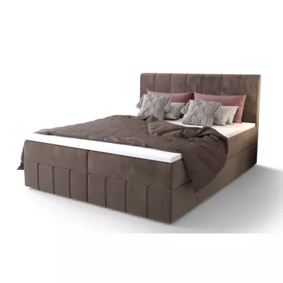Boxspringová postel s úložným prostorem MADLEN COMFORT - 200x200, mléčná čokoláda