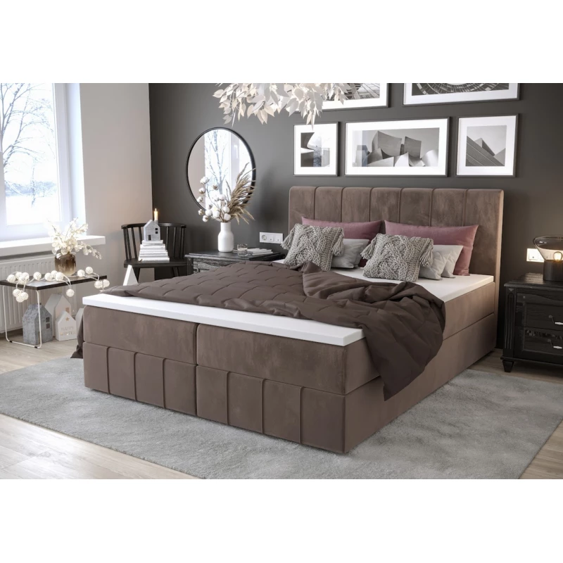 Boxspringová postel s úložným prostorem MADLEN COMFORT - 180x200, mléčná čokoláda