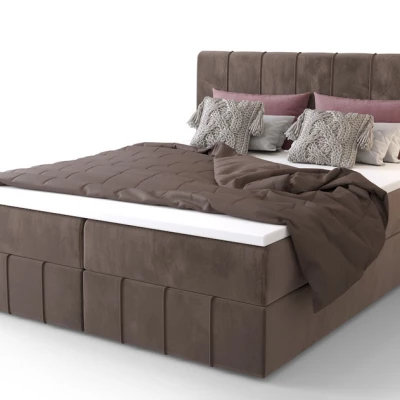 Boxspringová postel s úložným prostorem MADLEN - 120x200, mléčná čokoláda