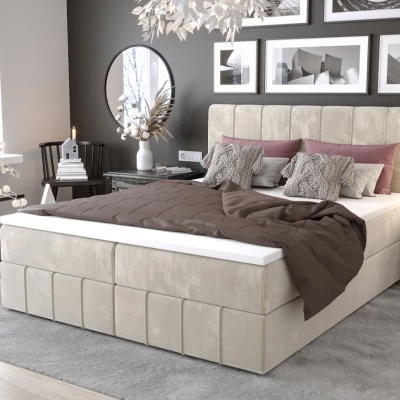 Boxspringová postel s úložným prostorem MADLEN COMFORT - 200x200, béžová