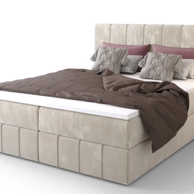 Boxspringová postel s úložným prostorem MADLEN COMFORT - 180x200, béžová