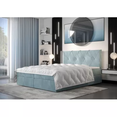 Hotelová postel s úložným prostorem LILIEN - 200x200, světle modrá