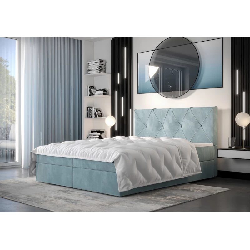 Hotelová postel s úložným prostorem LILIEN COMFORT - 140x200, světle modrá