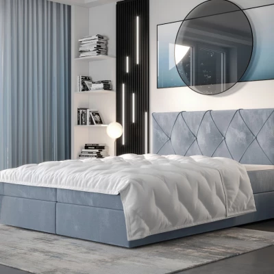 Hotelová postel s úložným prostorem LILIEN - 200x200, modrá