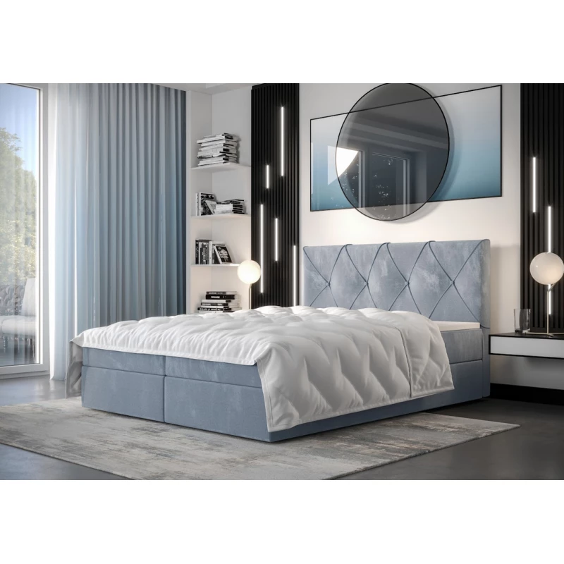 Hotelová postel s úložným prostorem LILIEN COMFORT - 180x200, modrá