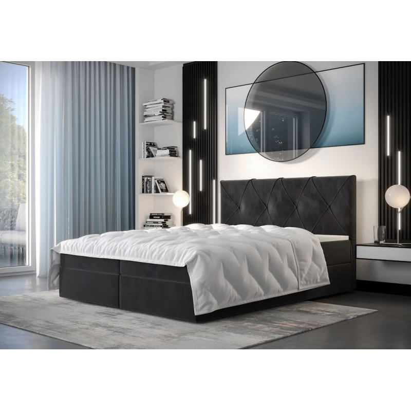 Hotelová postel s úložným prostorem LILIEN - 200x200, světlá grafitová