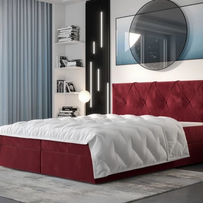 Hotelová postel s úložným prostorem LILIEN - 200x200, červená