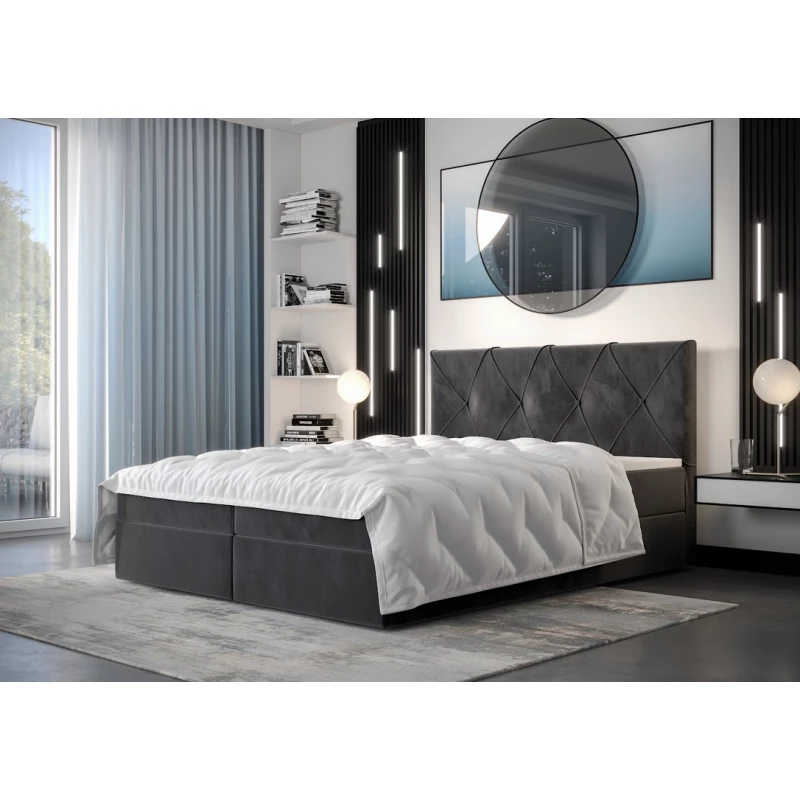 Hotelová postel s úložným prostorem LILIEN COMFORT - 160x200, popelavá