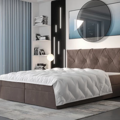 Hotelová postel s úložným prostorem LILIEN - 200x200, mléčná čokoláda