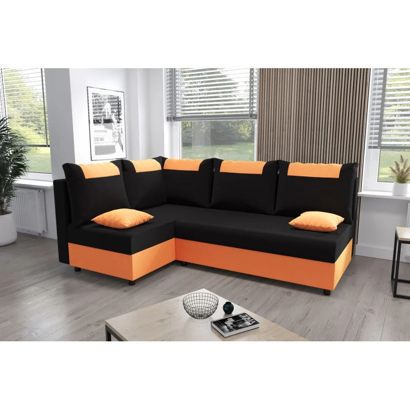 Rohová rozkládací sedačka SANVI - oranžová / černá