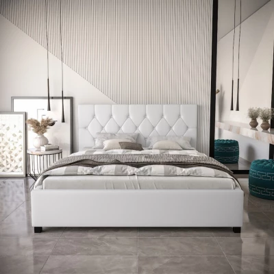 Manželská čalouněná postel NARINE - 160x200, bílá