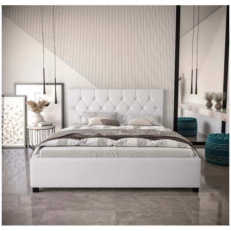 Manželská čalouněná postel NARINE - 180x200, bílá