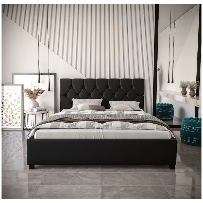 Manželská postel s úložným prostorem NARINE - 180x200, černá