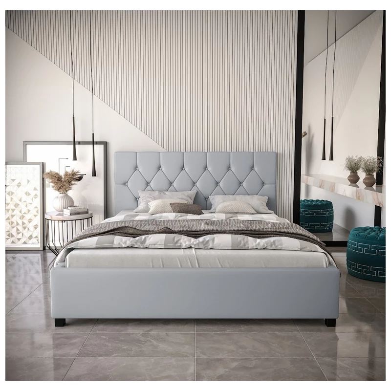 Manželská čalouněná postel NARINE - 160x200, šedá