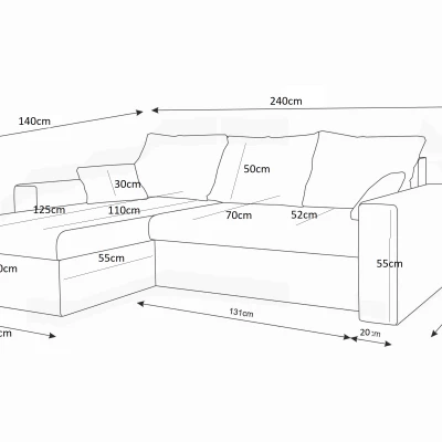 Rohová rozkládací sedačka JESEN - hnědá / béžová