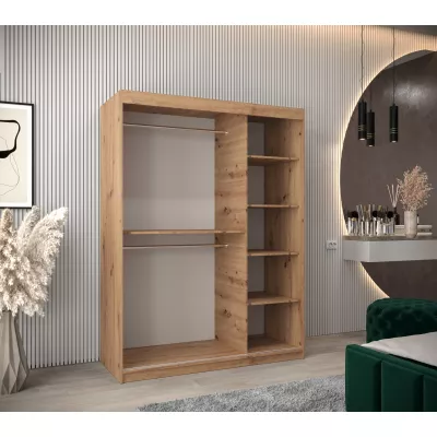 Šatní skříň se zrcadly MILANA - šířka 150 cm, dub artisan / bílá