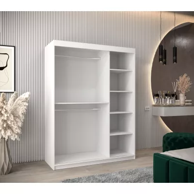 Šatní skříň se zrcadly MILANA - šířka 150 cm, bílá / dub artisan