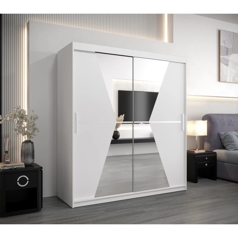 Skříň s posuvnými dveřmi MILANA - šířka 180 cm, bílá