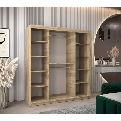 Skříň s posuvnými dveřmi MILANA - šířka 180 cm, dub sonoma / bílá