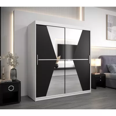 Skříň s posuvnými dveřmi MILANA - šířka 180 cm, bílá / černá