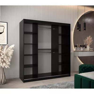 Skříň s posuvnými dveřmi MILANA - šířka 180 cm, černá / dub artisan