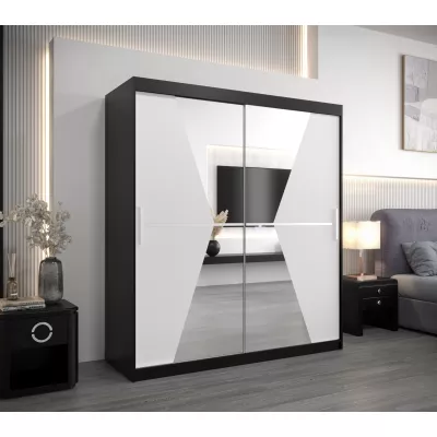 Skříň s posuvnými dveřmi MILANA - šířka 180 cm, černá / bílá