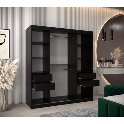 Skříň s posuvnými dveřmi MILANA - šířka 180 cm, černá / bílá