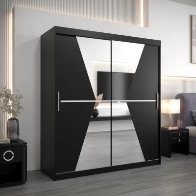 Skříň s posuvnými dveřmi MILANA - šířka 180 cm, černá