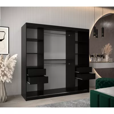 Šatní skříň MILANA - šířka 200 cm, černá