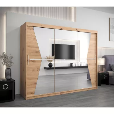 Skříň s posuvnými dveřmi MILANA - šířka 250 cm, dub artisan