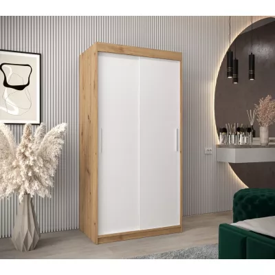 Skříň s posuvnými dveřmi v šířce 100 cm TIMEA - dub artisan / bílá
