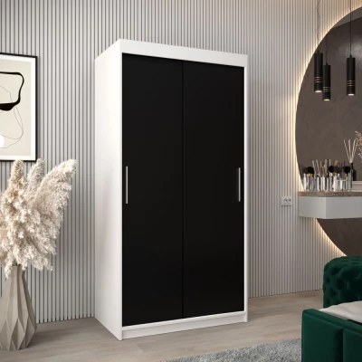 Skříň s posuvnými dveřmi v šířce 100 cm TIMEA - bílá / černá