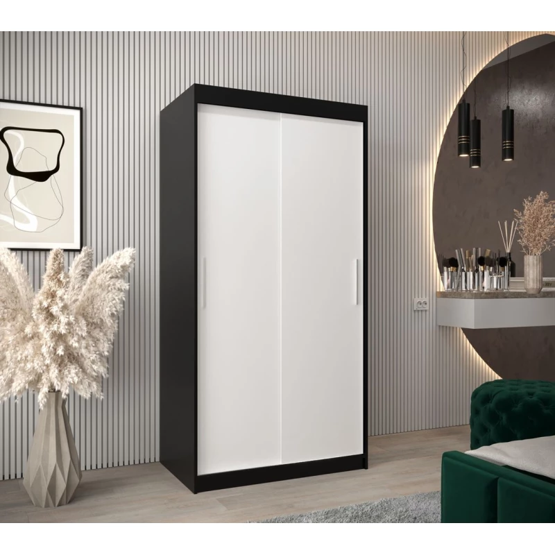 Skříň s posuvnými dveřmi v šířce 100 cm TIMEA - černá / bílá