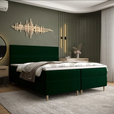 Boxspringová postel ANGELES - 200x200, tmavě zelená